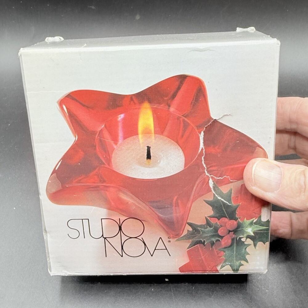 Studio Nova Starbright Red Votive Holder Red Star Candle Holder EUC! -45D